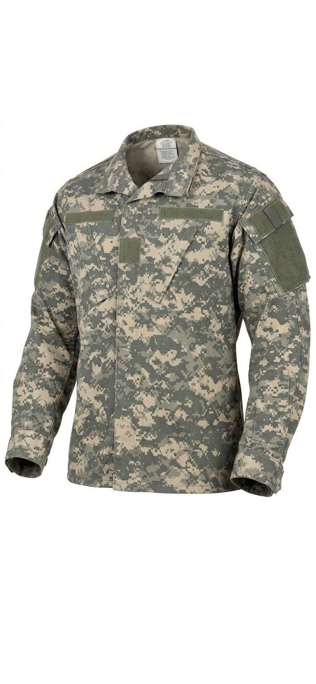 US Army ACU Digital Camo Military Combat Uniform Jacket Shirt Men's Large